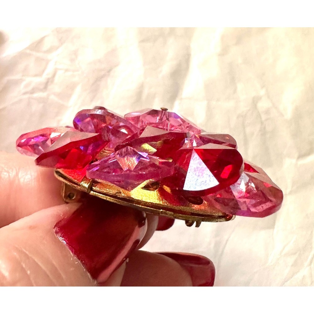 Pink & Red Rivoli Glass Bead Pin - Picture 3 of 4